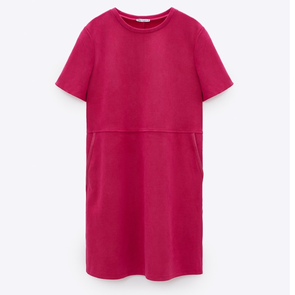 Zara faux suede Pink Dress with Pockets